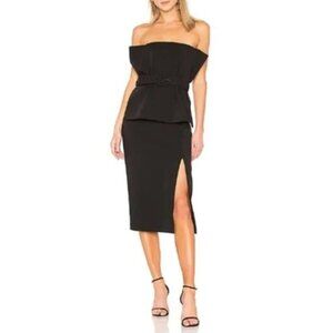 NWT Asilio Revolution Bustier Strapless Black Midi Dress Sz. 6